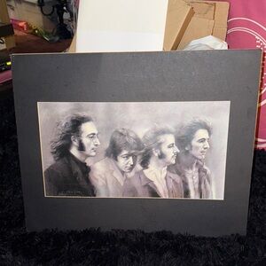 Beatles Charcoal Sketch Print with Black Paper Frame